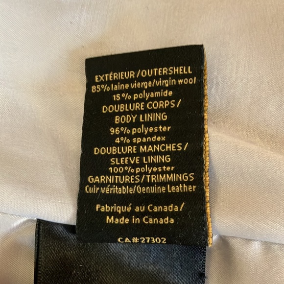 Mackage Virgin Wool Blend Woven Coat Leather Trim Light Gray Size M - Picture 14 of 15